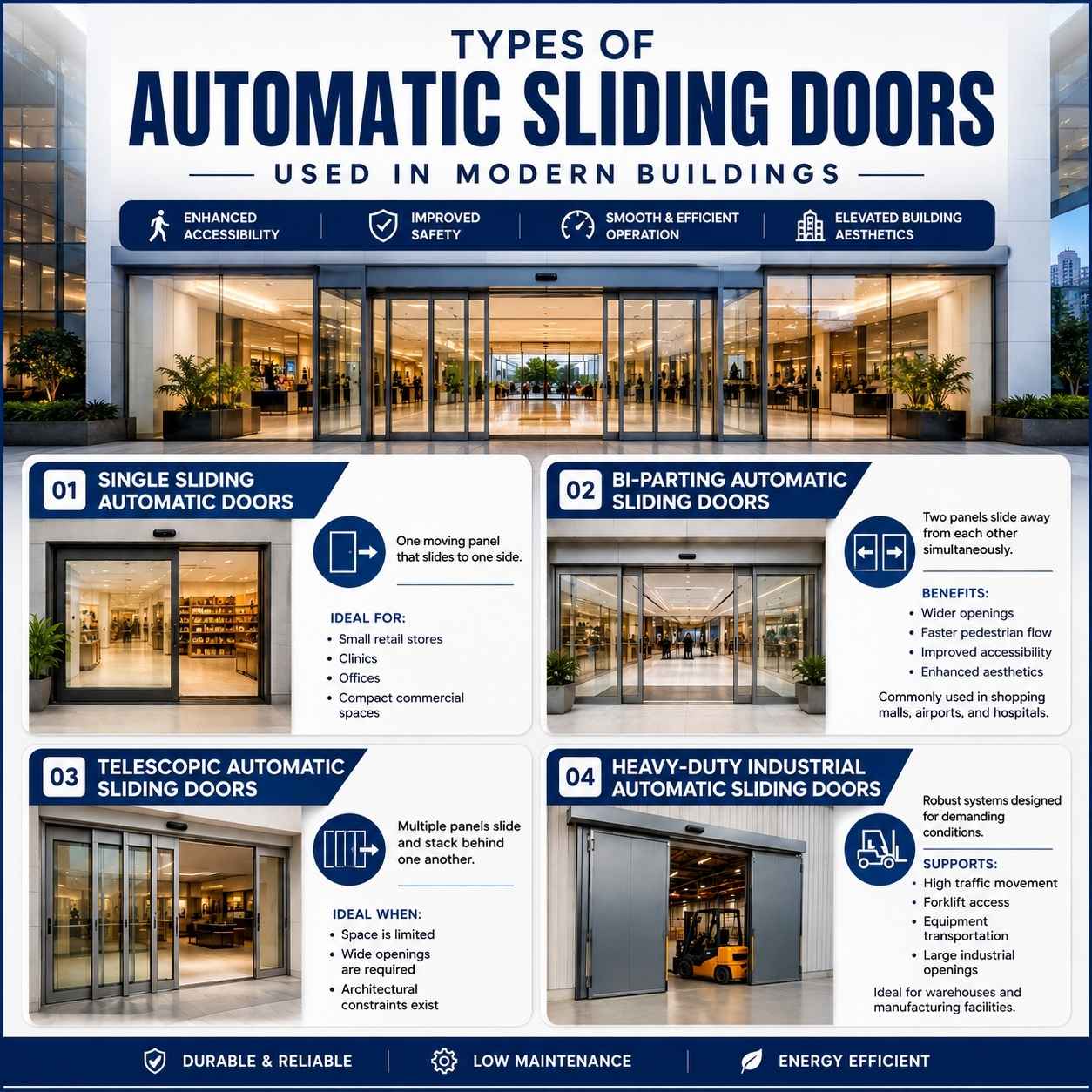 Types of Automatic Sliding Doors Used in Modern Buildings