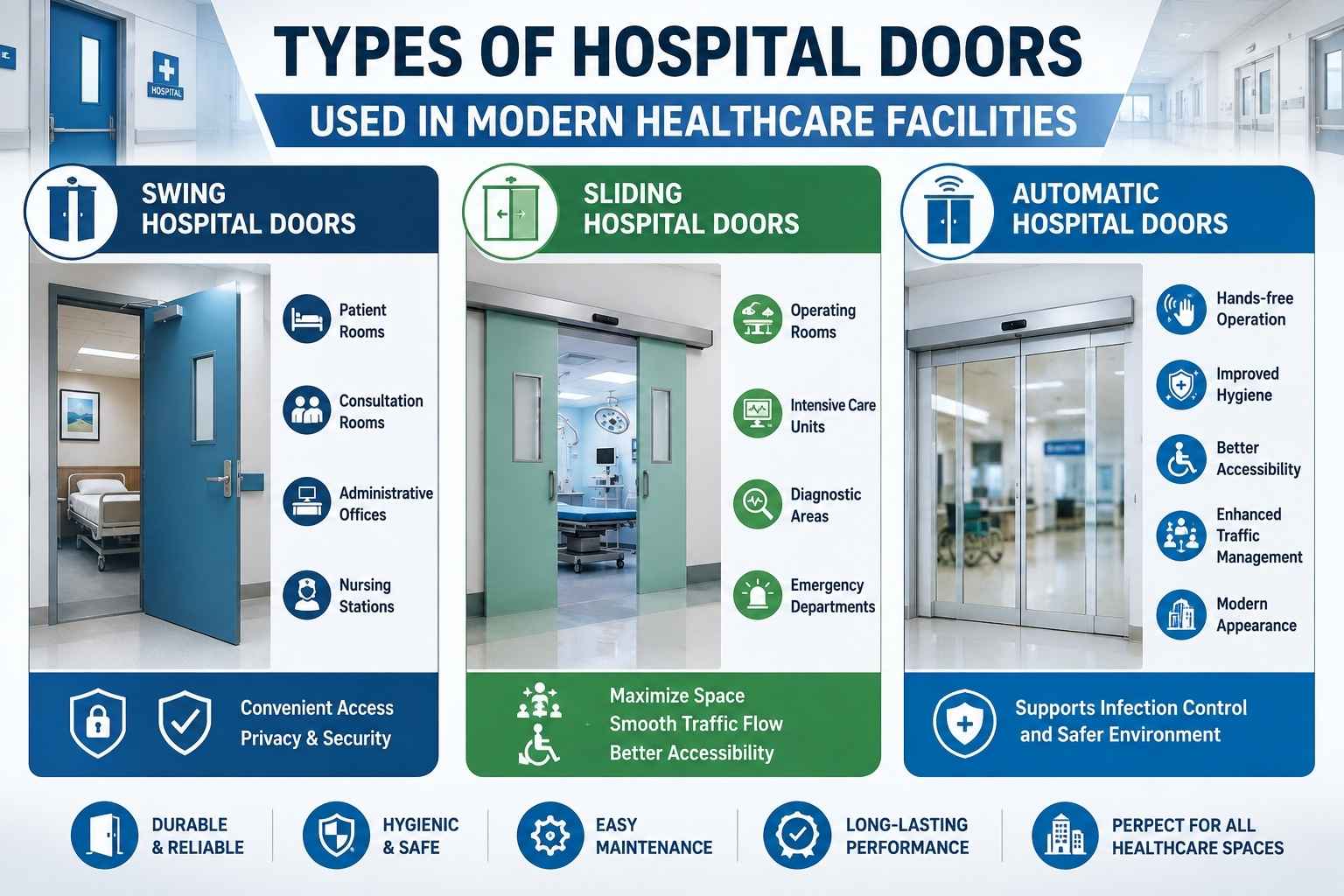 Types of Hospital Doors Used in Modern Healthcare Facilities - Doorwin Engineering